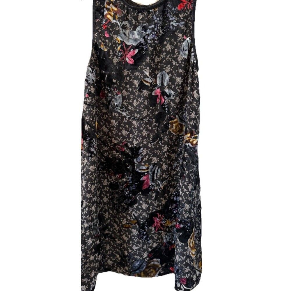 Black Floral Velvet  Womens XS Burnout Whimsigoth dark romantic mini dress - Picture 2 of 5